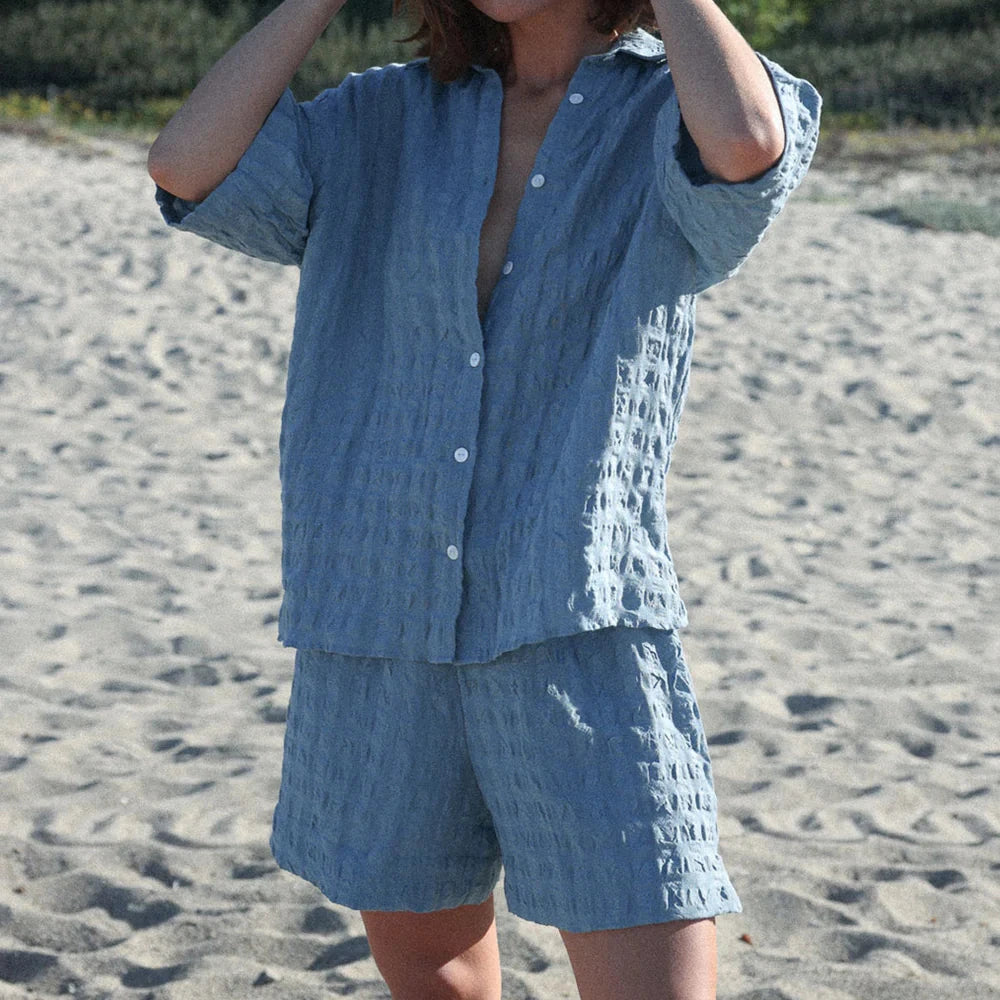 Chemise en lin Biarritz - Seafoam