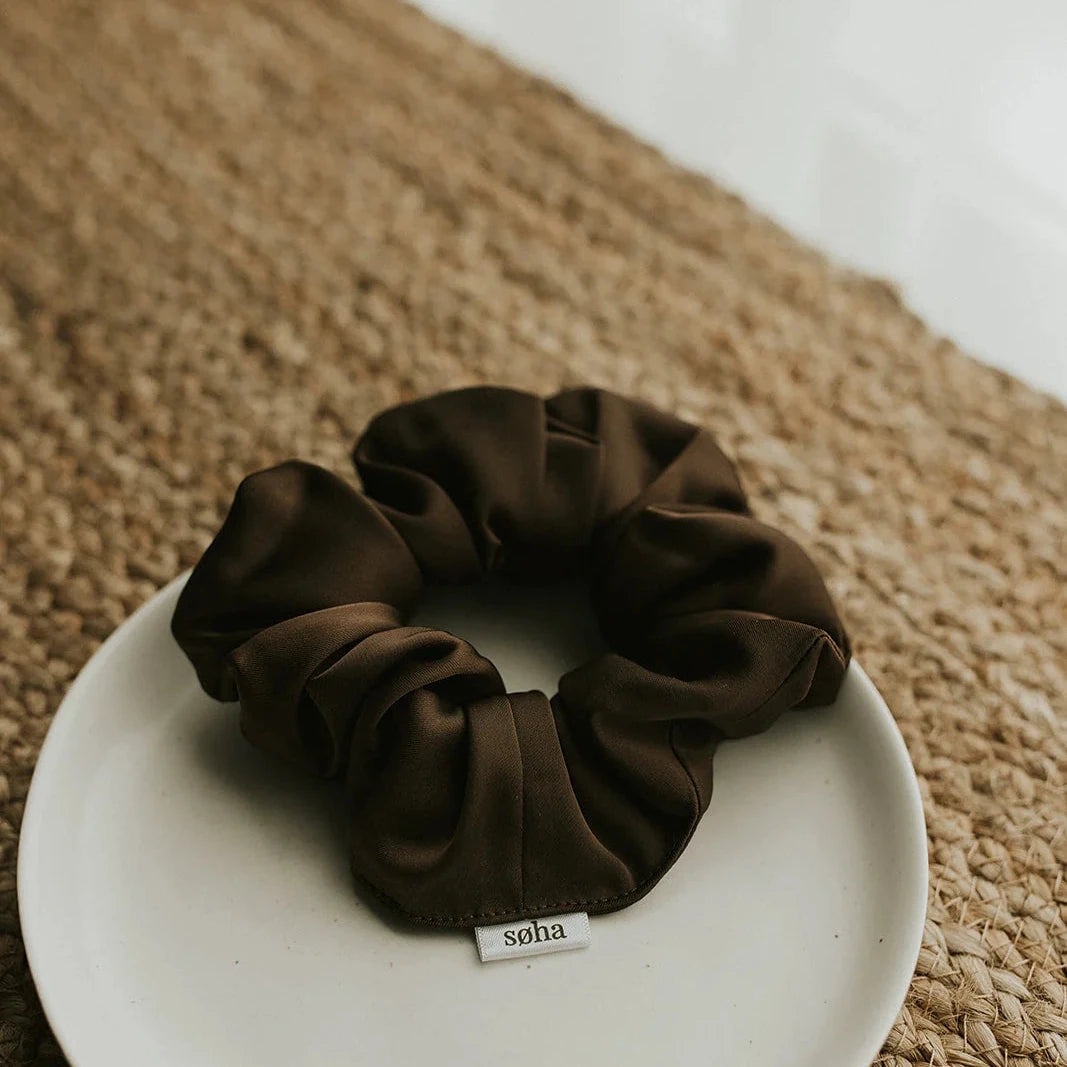 Chouchou en satin - Brun
