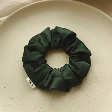 Chouchou en satin - Vert foncé