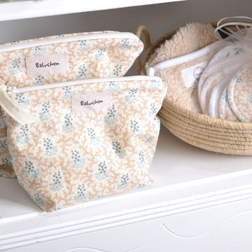 Sac à cosmétiques - Fleurs bleues