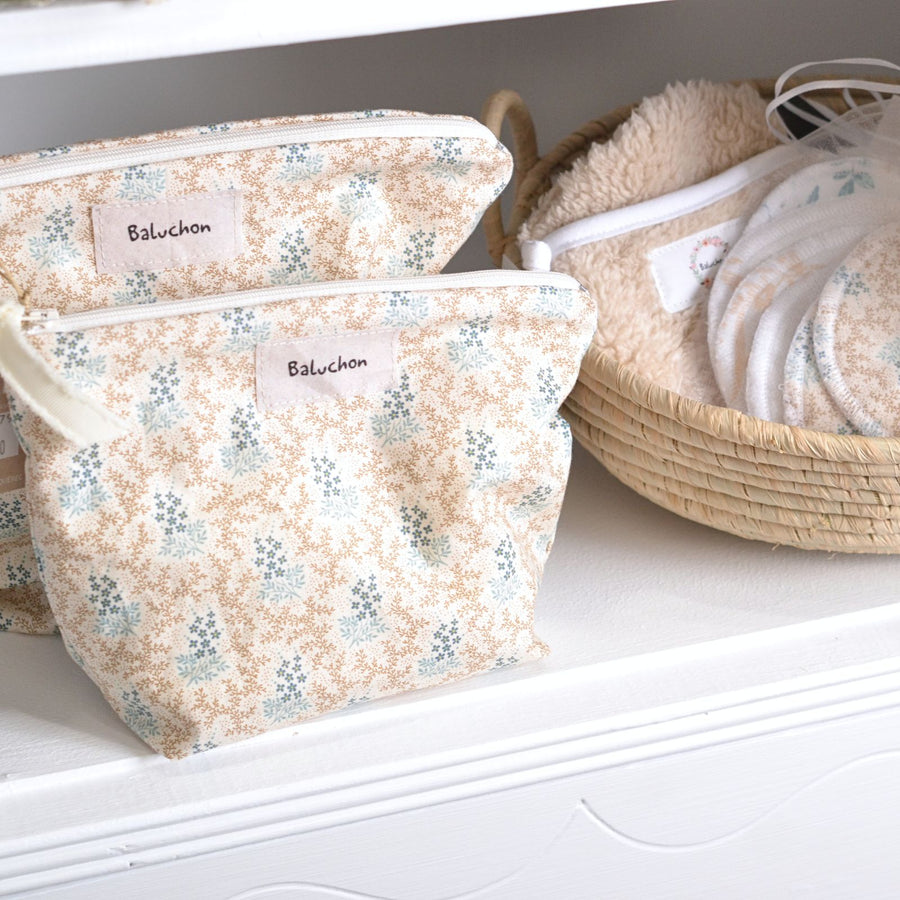 Sac à cosmétiques - Fleurs bleues