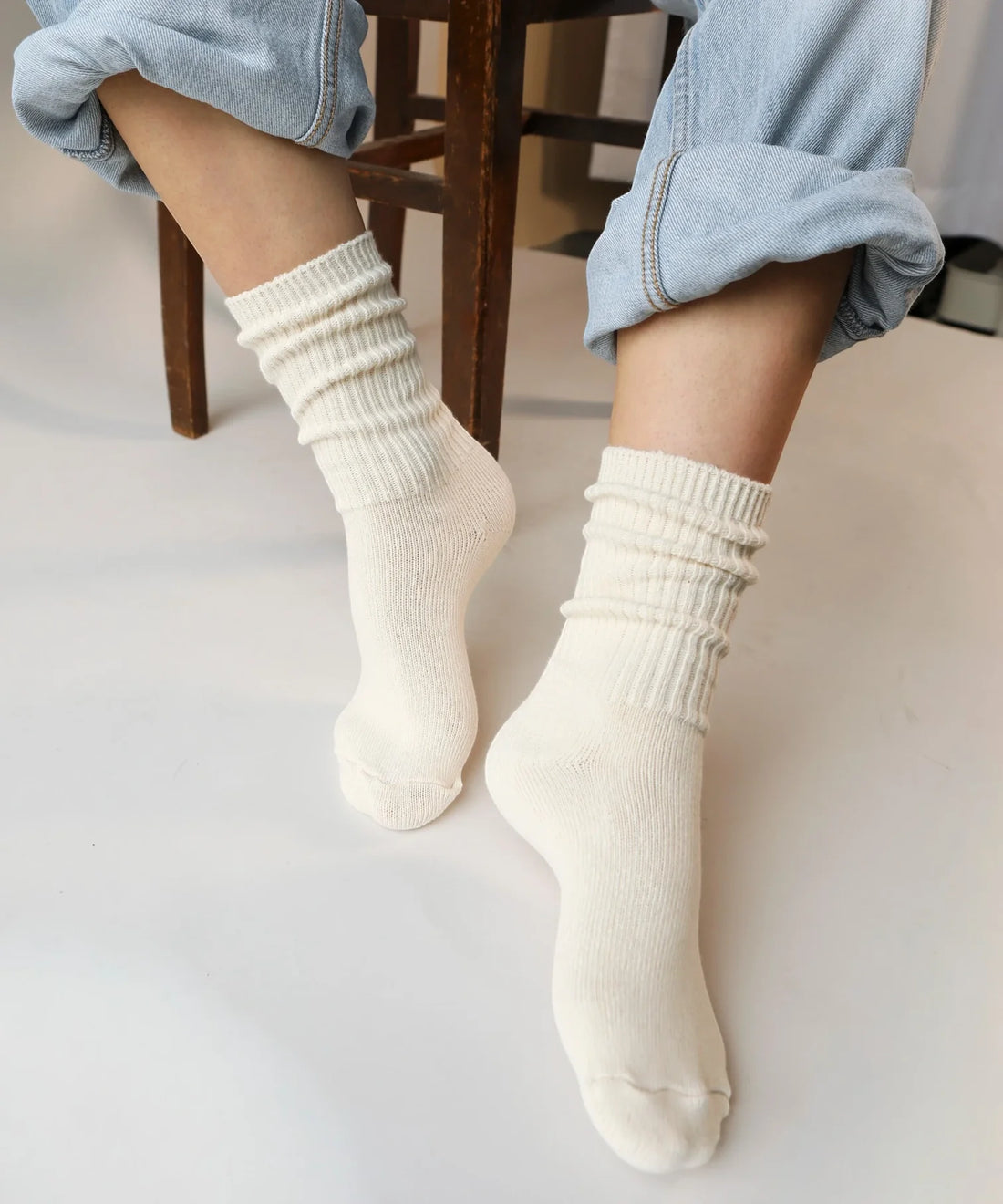 Chaussettes en coton teint - Naturel
