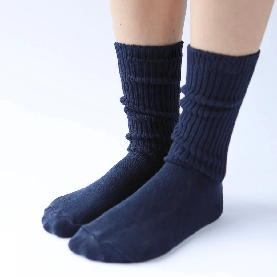 Chaussettes en coton teint - Marine