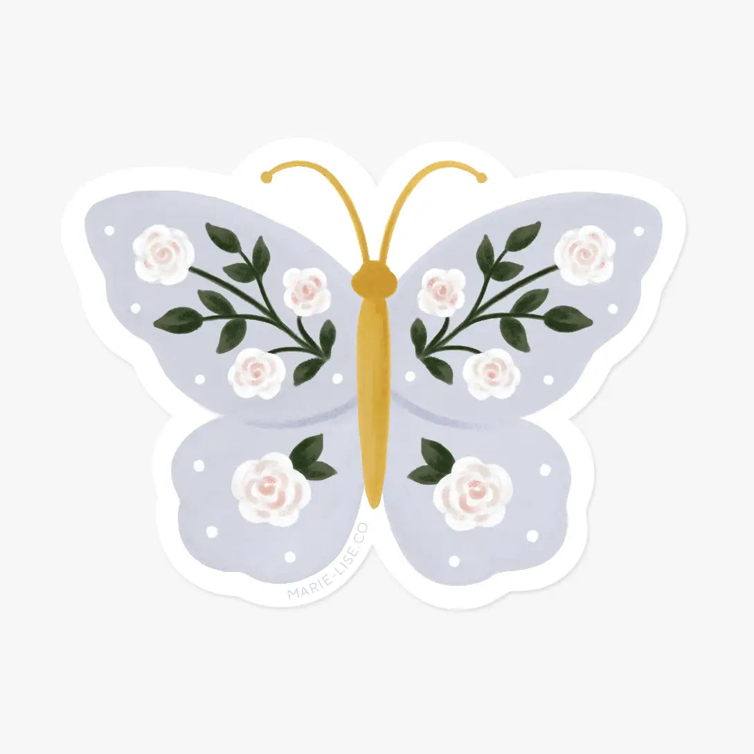 Autocollant - Papillon fleuri