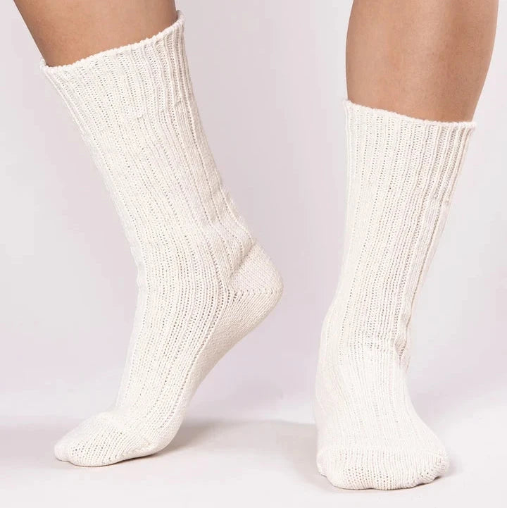Chaussettes épaisses en coton - Écru