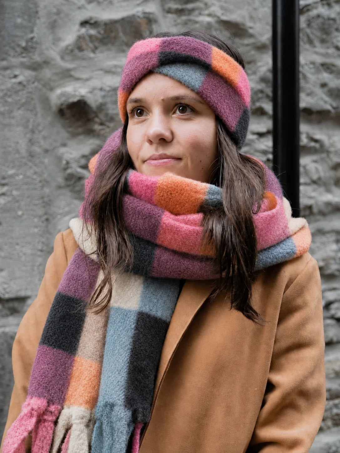 Très grand foulard molletonné bouclé