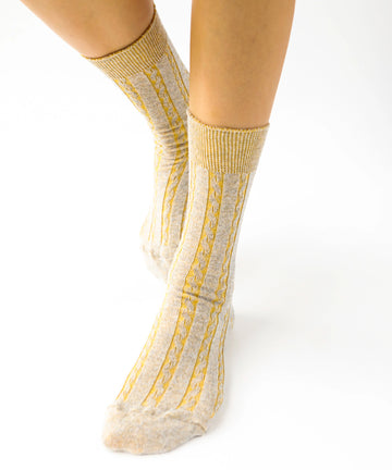 Chaussettes torsadées - Gris doré