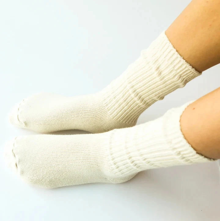 Chaussettes en coton teint - Naturel