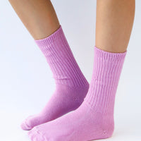 Chaussettes en coton teint - Orchidée