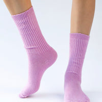 Chaussettes en coton teint - Orchidée