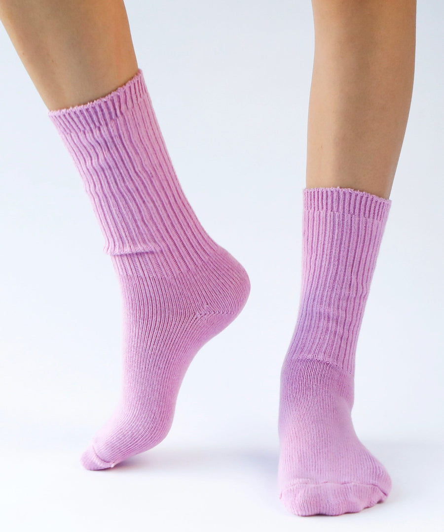 Chaussettes en coton teint - Orchidée