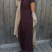 Pantalon ample texturé Flowy - Prune