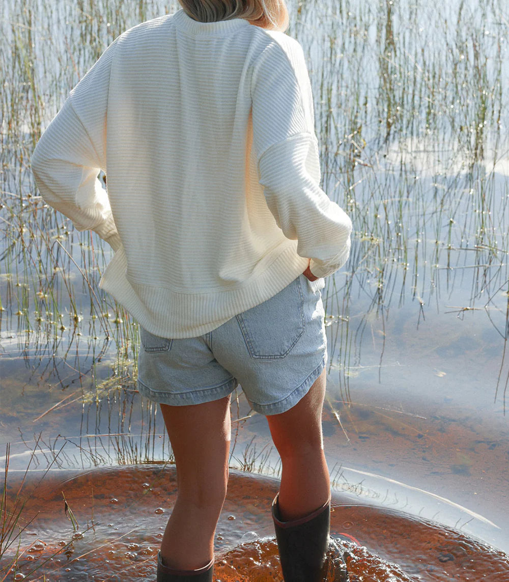Crewneck tricot oversize Croisière - Écume