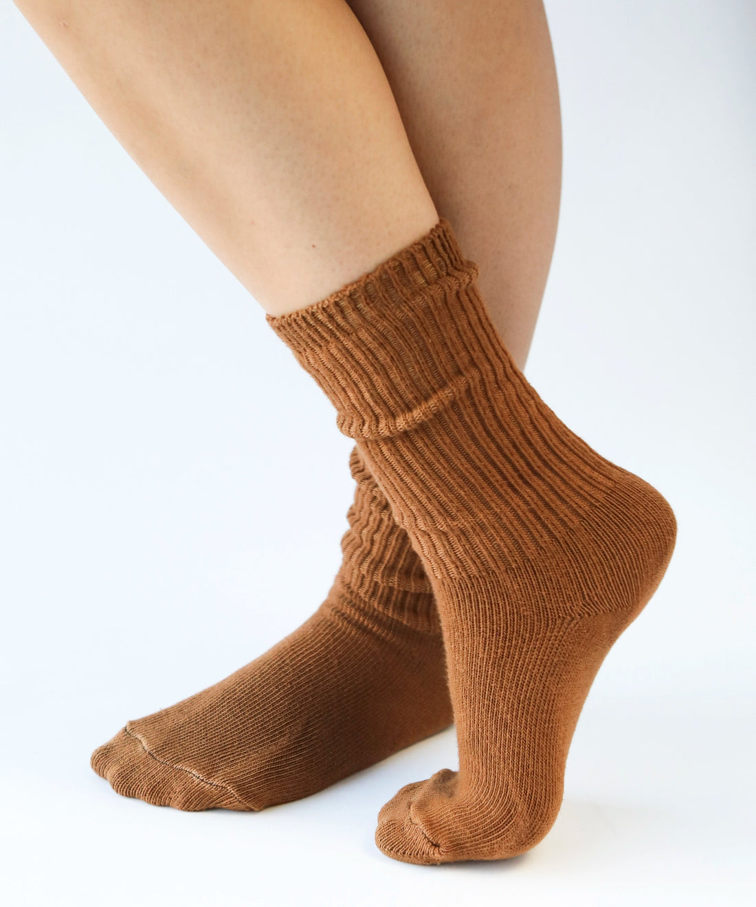 Chaussettes en coton teint - Sépia