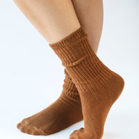 Chaussettes en coton teint - Sépia