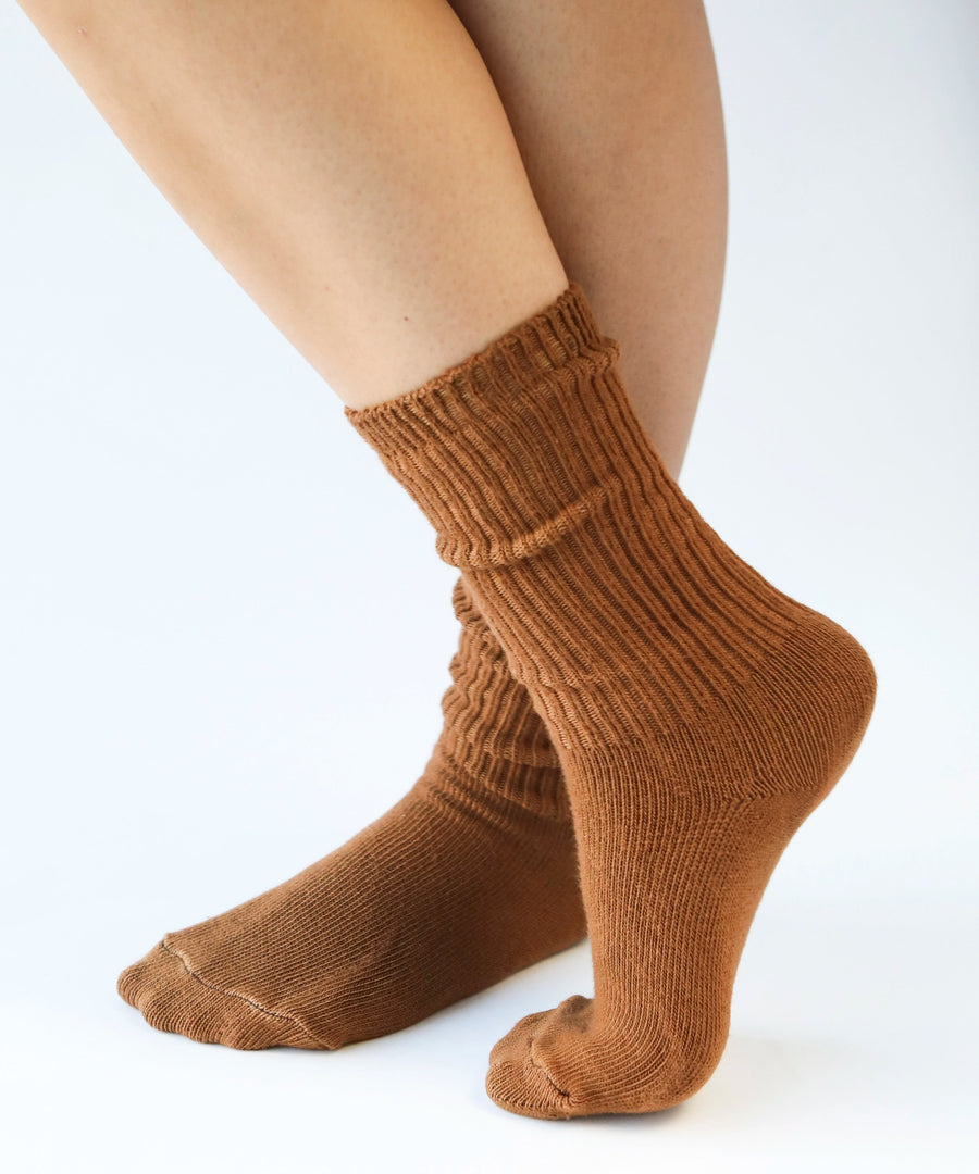 Chaussettes en coton teint - Sépia
