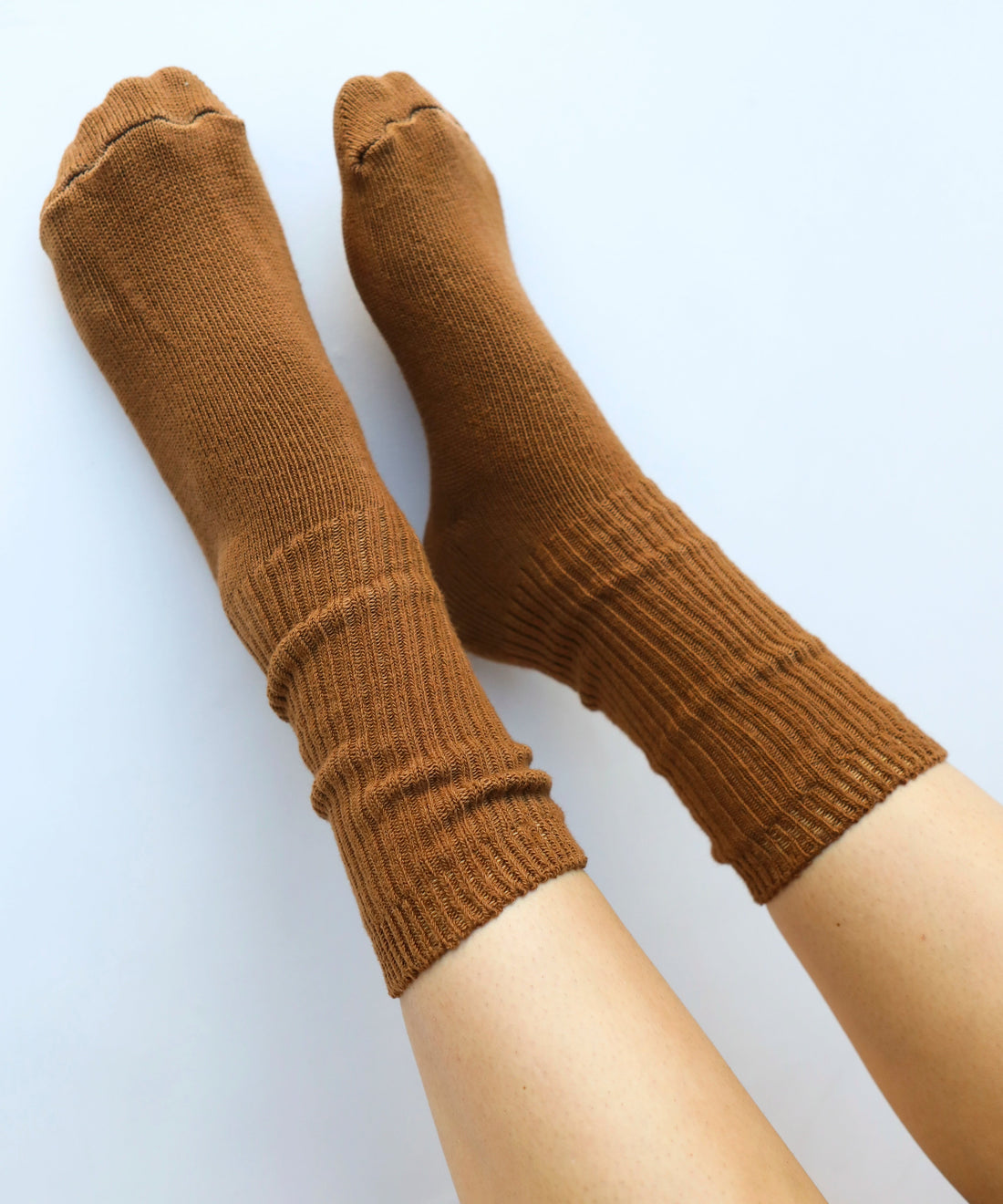 Chaussettes en coton teint - Sépia