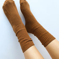 Chaussettes en coton teint - Sépia