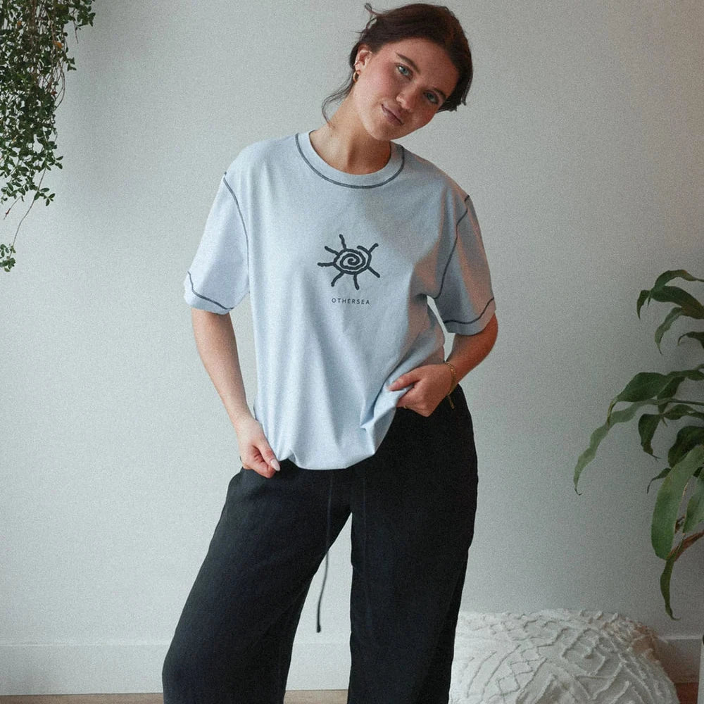 T-shirt imprimé - Soleil infini ciel/marin